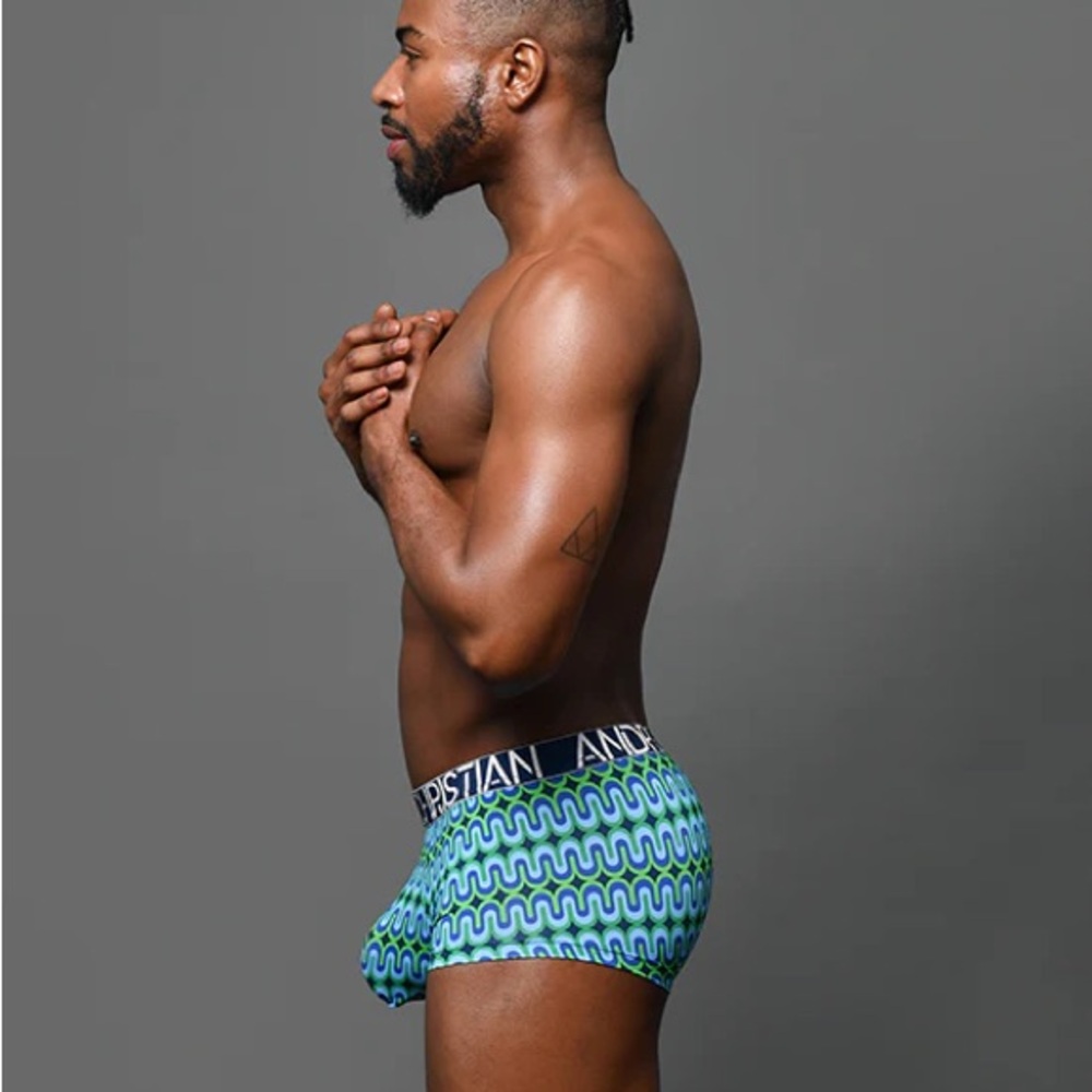 Andrew Christian Vibrant Blue and Green Boxer Briefs - Picture 4 of 6